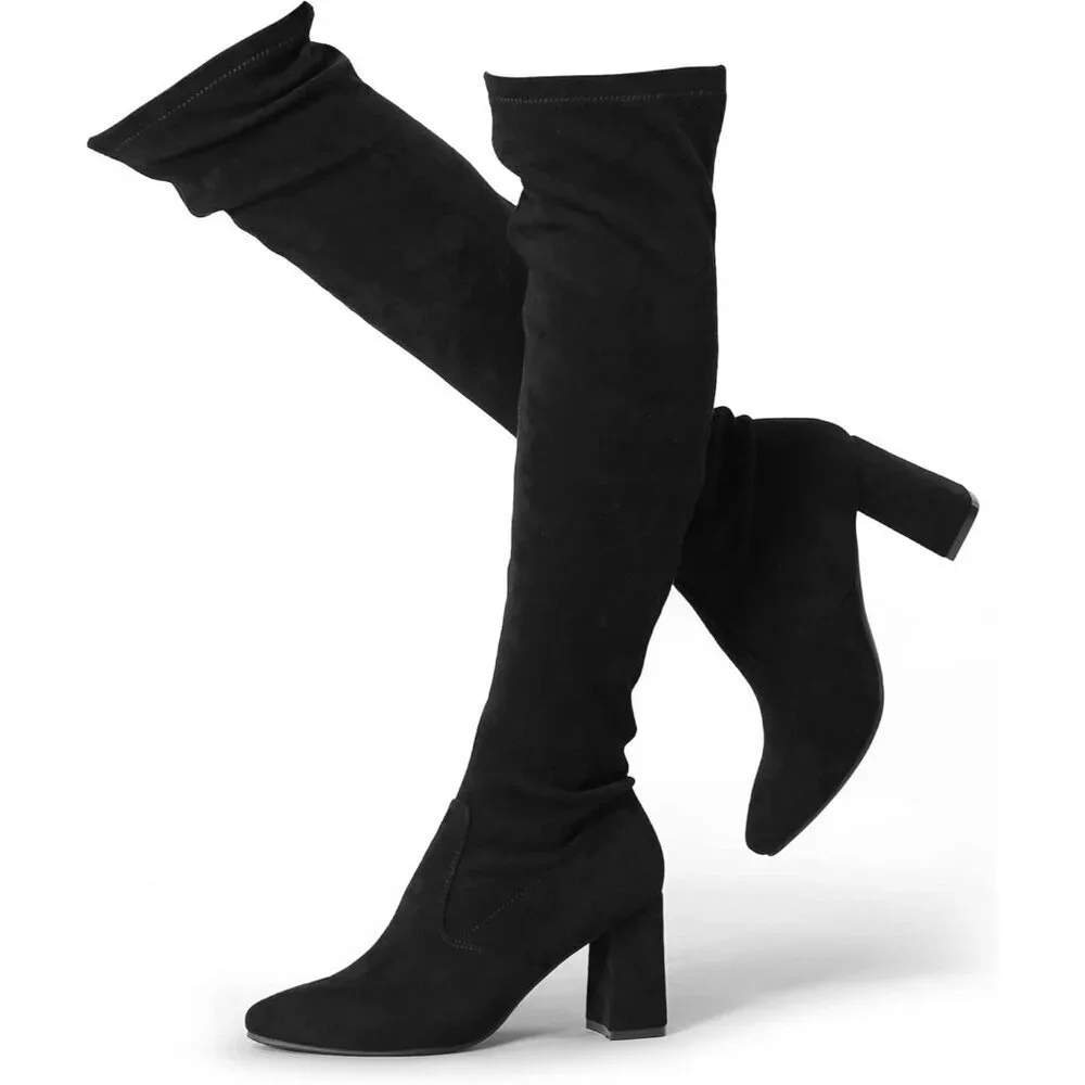 🆕Women's 8957black Polyurethane High Pointy-toe High-heel Over The Knee Boots